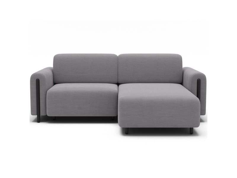  Canapé d'angle convertible arvessa gris clair velours côtelé – angle droit  - Conforama A