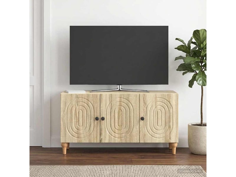  Meuble tv - banc tv - meuble de rangement 99 x 34,5 x 50 cm chêne sonoma bois d'ingénierie  - Conforama D