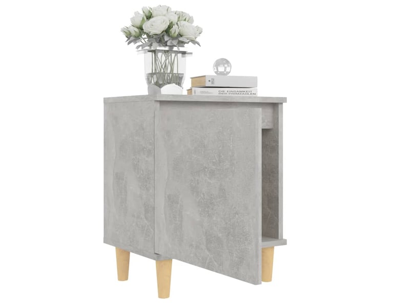  Tables de chevet avec pieds en bois 2 pièces gris béton 40x30x50cm  - Conforama D