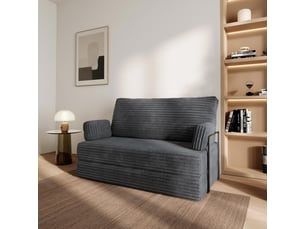 Canapé compressé ladia, 2 places, velours côtelé, anthracite