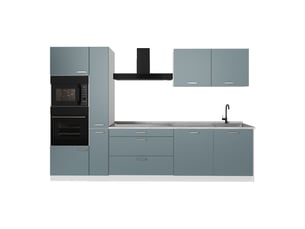 Vicco cuisine, bleu-grisblanc, 310cm plan de travail marbre
