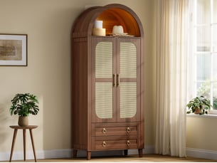 Armoire 2 porte(s) battante 2 tiroir(s) <strong>LEYTN</strong> <strong></strong> coloris marron largeur 76 cm