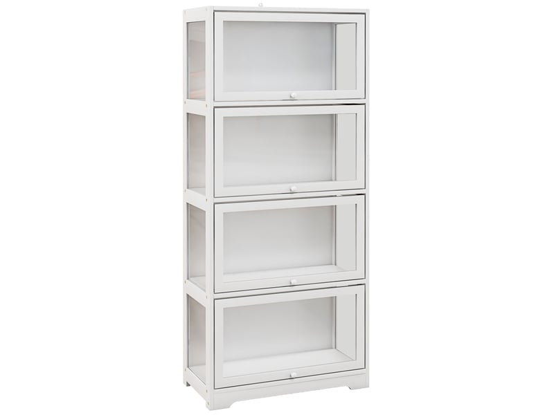  Vitrine pour collection buffet salon meuble de rangement à 4 niveaux avec portes à abattant, 59 x 30 x 139 cm, blanc  - Conforama A