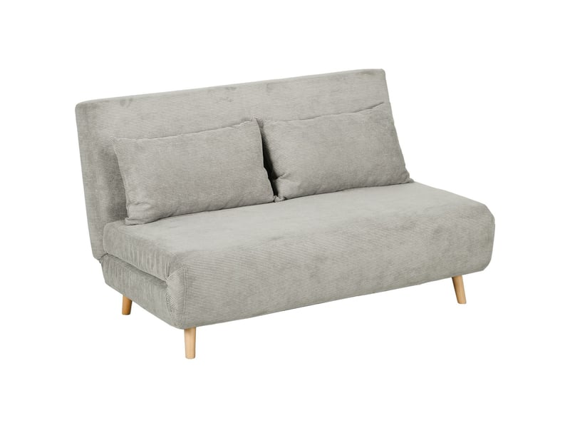 Canapé velours 141 x 90 x 81 cm fonction lit convertible dossier réglable coussins de dossier effet velours coloris gris - Conforama A