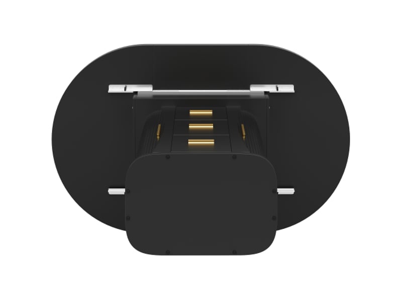 Table à manger extensible noire - ronde ou ovale - 118-158 cm - capacité 6 personnes - rangement 3 niveaux - Conforama D