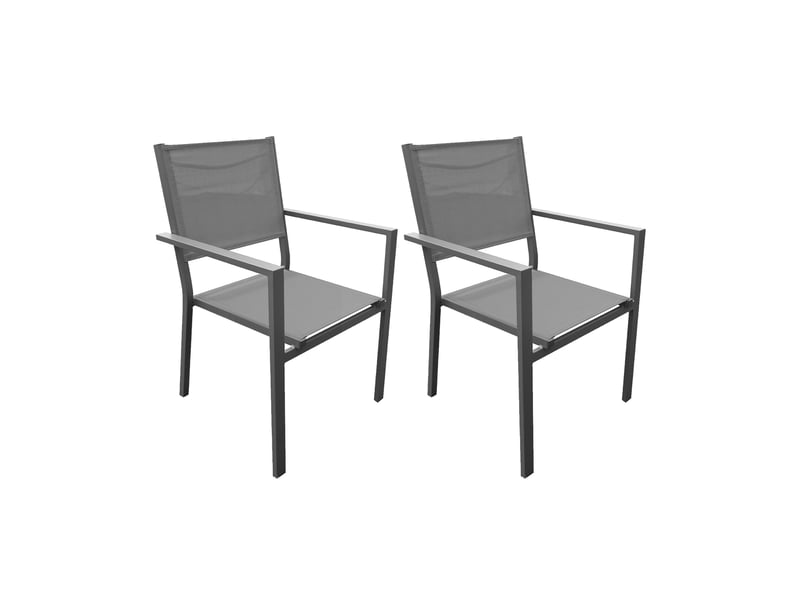  Lot de 2 fauteuils en aluminium et textilène coloris gris  - Conforama A