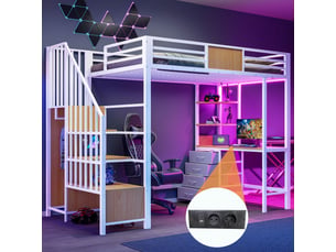 Lit mezzanine 90x200 cm <strong>ROLIPO</strong> <strong></strong> coloris blanc