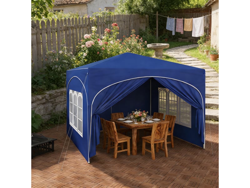 Tente pliante pop-up beige 3x3 m, protection uv upf50+, avec sac de transport - Conforama D