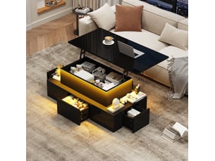 Table basse rectangulaire coloris noir <strong>BEAOK</strong> <strong></strong> - 50 cmx100 cm