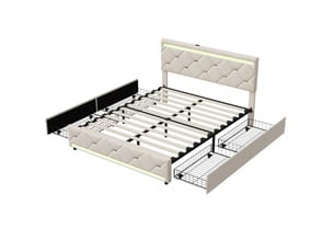 Lit avec rangement 160x200 cm BURSDANY   coloris blanc