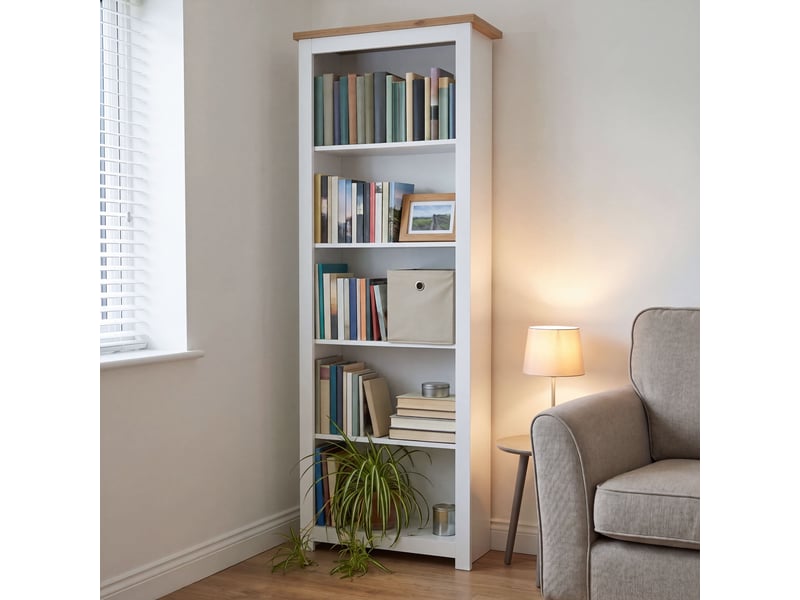 Bibliothèque arlington, étagère autoportante, rangement, salon, 175x60x24cm, 5 niveaux, blanc 3331301 - Conforama D
