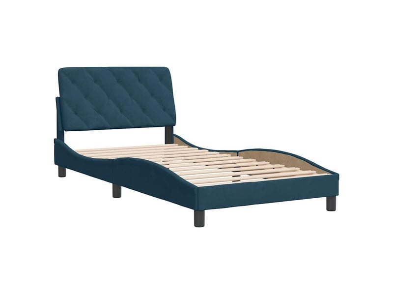  Lit simple- lit adulte -  cadre de lit sans matelas bleu 100x200 cm velours  - Conforama A