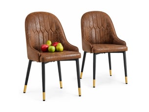 Chaises de salle à manger lot de 2 à dossier éclair  - assise épaisse, tissu technique marron, métal noir