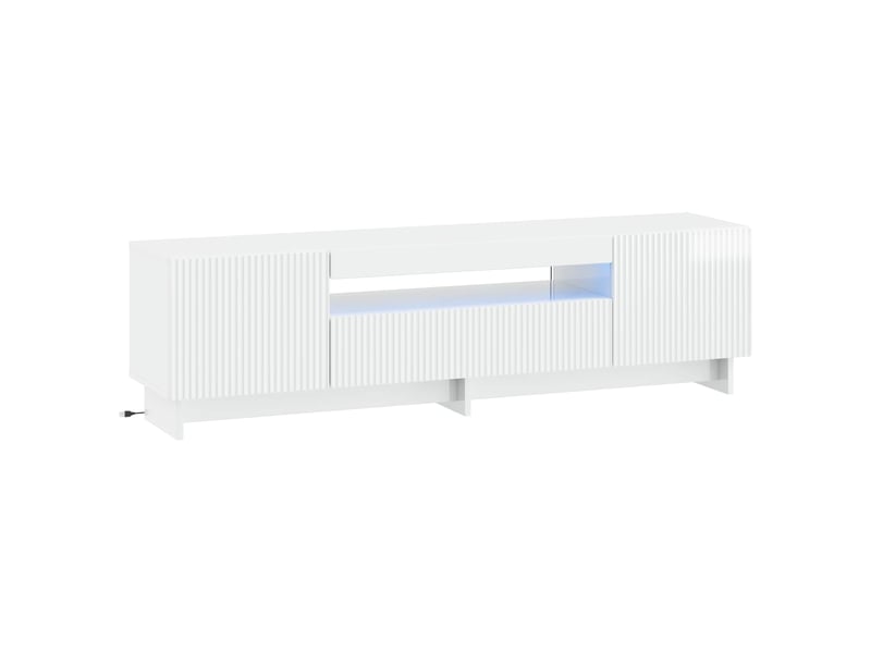 Meuble tv - banc tv - meuble de rangement led blanc brillant bois d'ingénierie - Conforama A