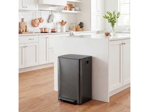 Poubelle à pédale de tri sélectif 2x30l en acier inoxydable noir 47,7x37,5x66,8 cm