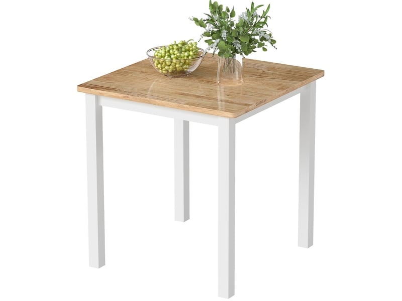 Table de salle à manger 2 à 4 personnes avec structure renforcée, style campagne, bois, chêne et blanc, 69 × 69 × 75 cm - Conforama A