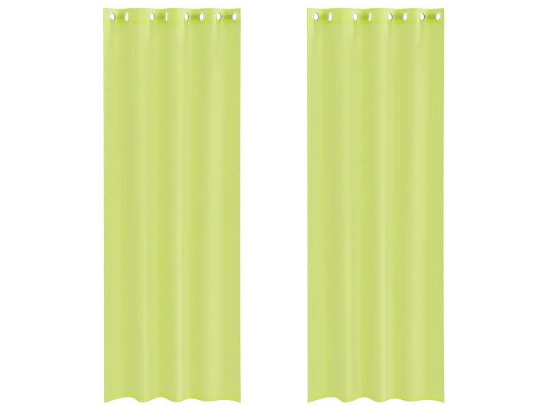 Lot de 2 rideaux en voile, voilages avec œillets vert pomme 140x260 cm cf44434 - Conforama A