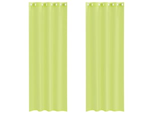 Lot de 2 rideaux en voile, voilages avec œillets vert pomme 140x260 cm cf44434