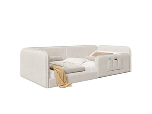 Lit simple 90x200 cm <strong>MODENVIE</strong>  <strong></strong> coloris beige