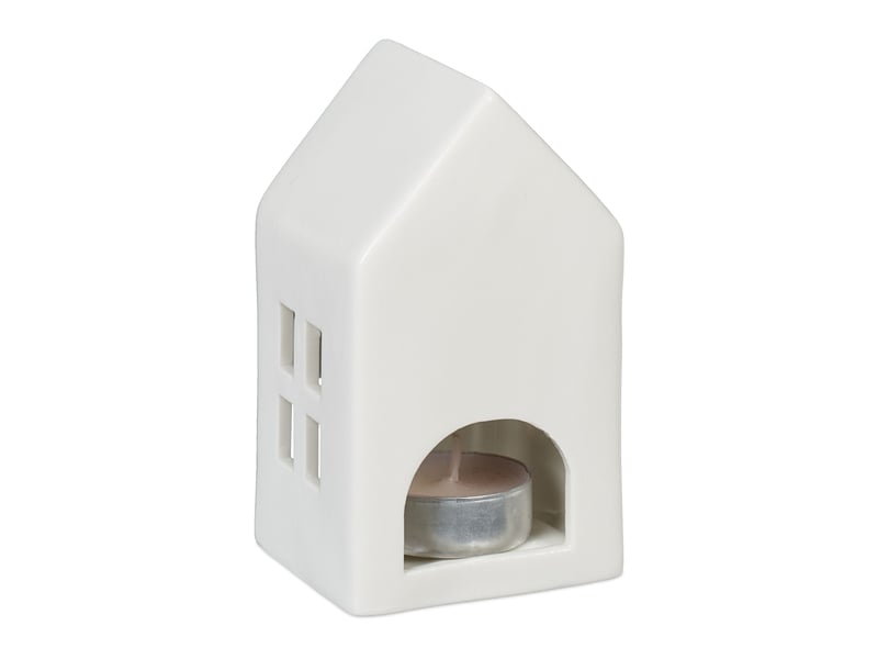  Photophore en forme de maison ambiance cosy déco intérieur 18 x 12 x 12 cm en porcelaine blanche 13_0015178  - Conforama C