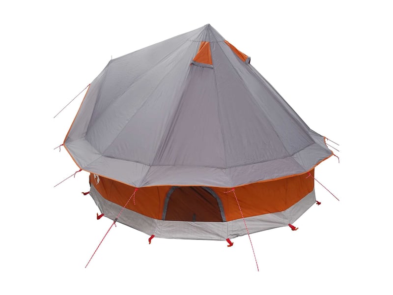  Tente tipi, tente de camping 4 personne gris et orange polyester et acier  - Conforama E