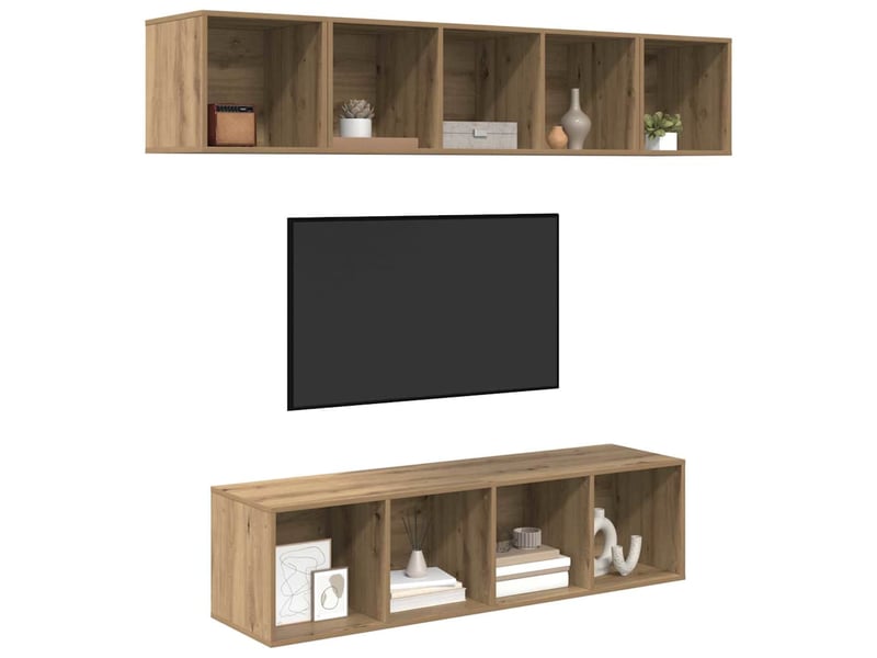  Ensemble meuble tv - banc tv - meuble de rangement 4 pcs chêne artisanal bois d'ingénierie  - Conforama C