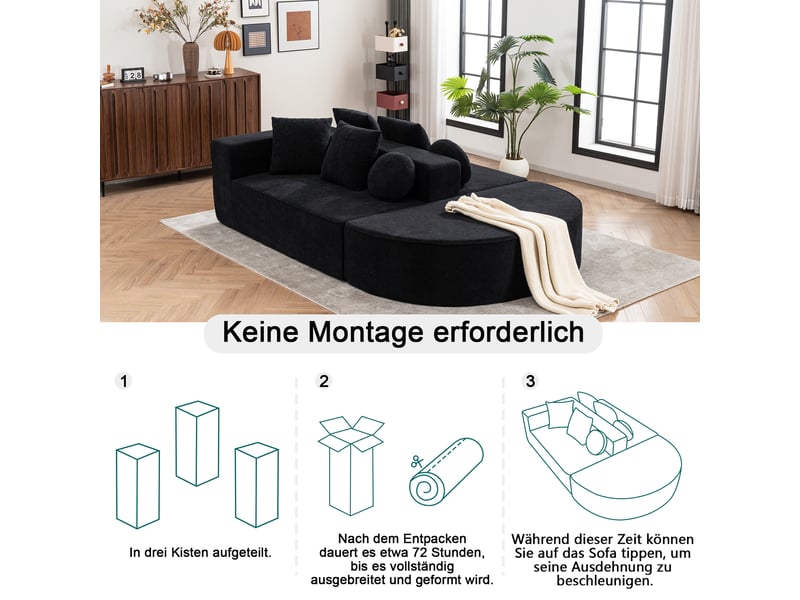  Canapé modulable, canapé de salon — style cloud, sans montage, en tissu chenille, sans cadre  - Conforama D