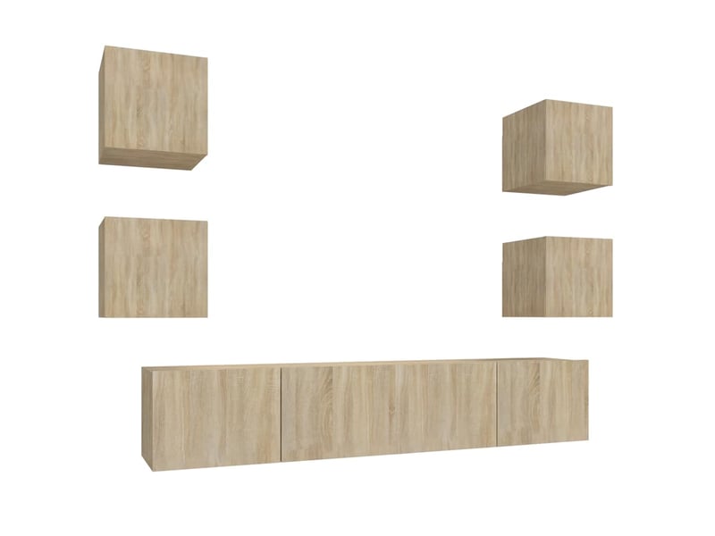  Ensemble de meubles tv 6 pcs chêne sonoma bois d'ingénierie shl92834  - Conforama A