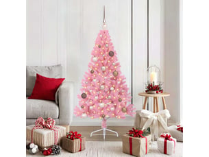 Sapin de noël - arbre de noël artificiel pré-éclairé rose 150 cm pvc