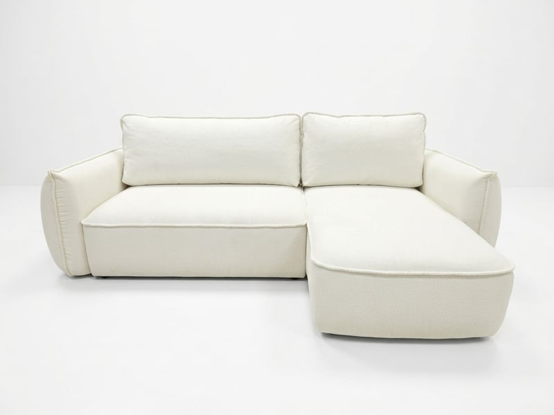  Bobochic canapé d'angle convertible réversible esmee tissu chenille blanc  réversible ESMEE - Conforama A