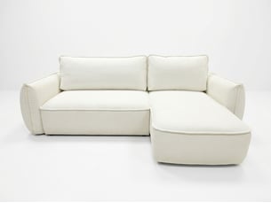 Canapé d'angle réversible convertible <strong>BOBOCHIC</strong> <strong>ESMEE</strong> 3 places Tissu blanc avec coffre de rangement