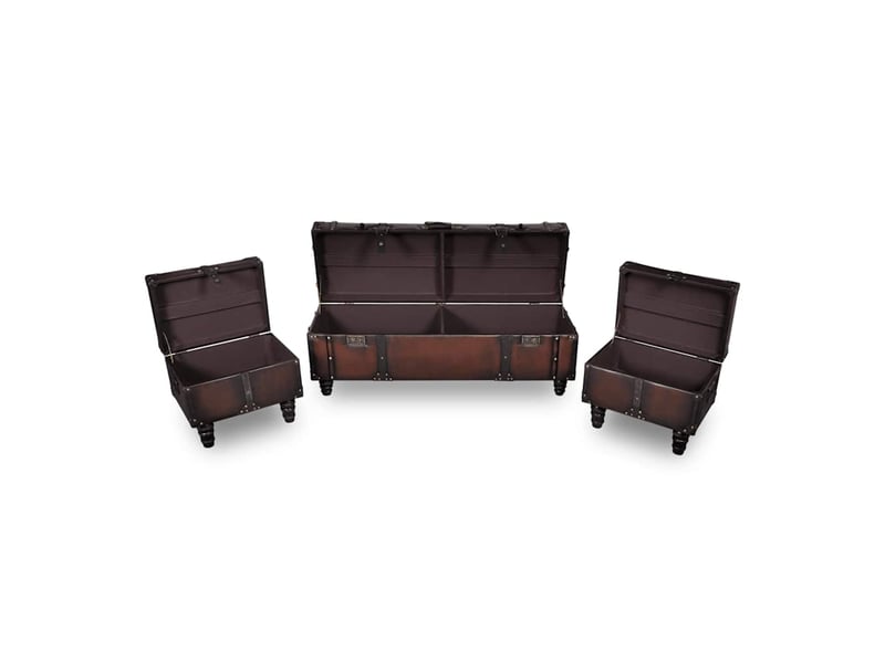  Ensemble de bancs de rangement 3 pcs marron  - Conforama D