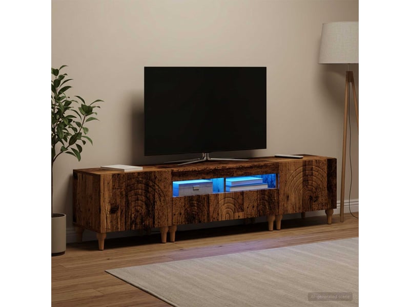 Ensemble de 3 meubles tv led bois ancien bois d'ingénierie shl39705 - Conforama C