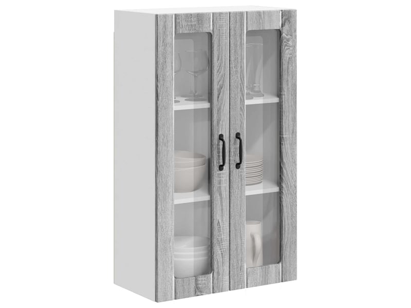 Meuble mural de cuisine, cabinet en verre mural sonoma gris 60x31x100cm  - Conforama C