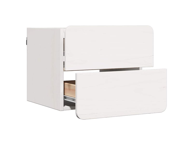  Table de chevet - cabinet de chevet - table de nuit 2 pc blanc 39 x 34 x 33 cm bois de pin massif  - Conforama E