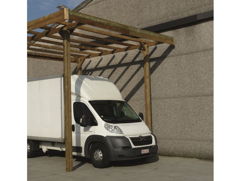  Carport superia en bois base 5x3m avec poteaux 12x12cm  hauteur 4m S7761 - Conforama C