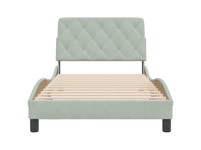 Lit simple- lit adulte - cadre de lit sans matelas gris clair 100x200 cm velours - Conforama D