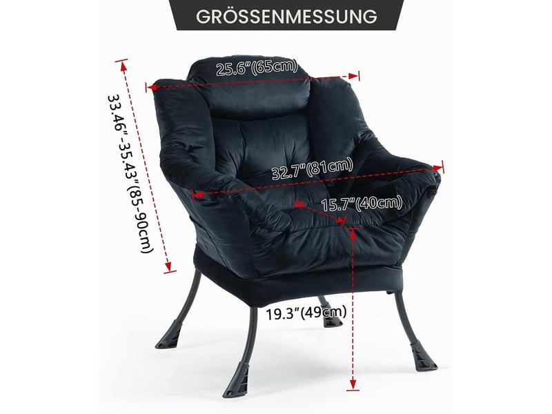  Fauteuil de relaxation avec soutien de la nuque, métal noir  - Conforama E