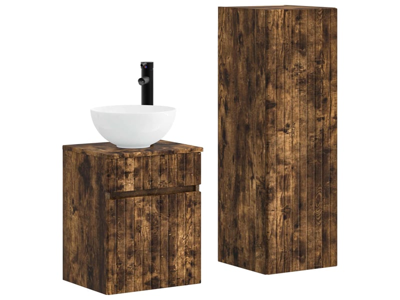  Ensemble de mobilier de salle de bain 2 pcs chêne fumé shl861  - Conforama A