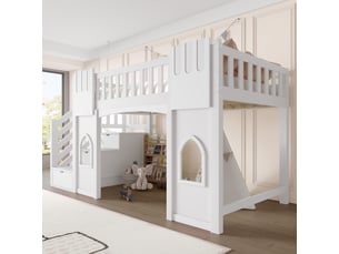 Lit mezzanine 90x200 cm <strong>SAPGAKS</strong> <strong></strong> coloris blanc