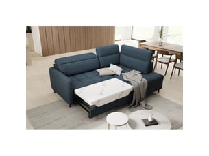 Canapé d'angle droit convertible barnea 208 cm bleu foncé avec rangement