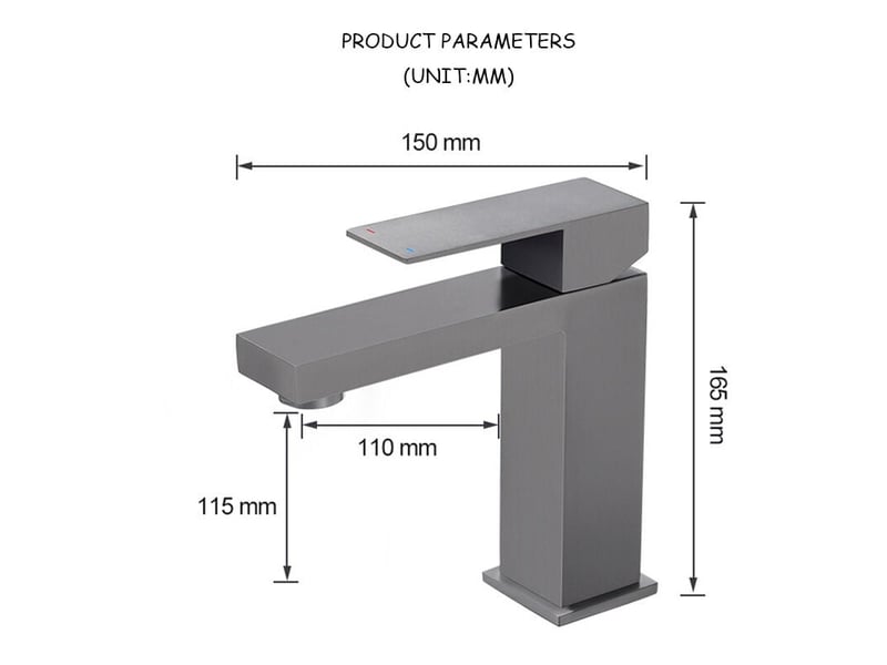  Robinet carré en or brossé, lavabo chaud et froid, lavabo de salle de bains, lavabo monotrou, robinet de salle de bains en or  - Conforama C