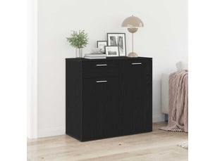 Buffet - bahut - meuble de rangement en chêne noir 80x36x75 cm bois d'ingénierie
