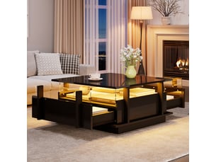Table basse carré(e) coloris noir <strong></strong> <strong></strong> - 70 cmx70 cm