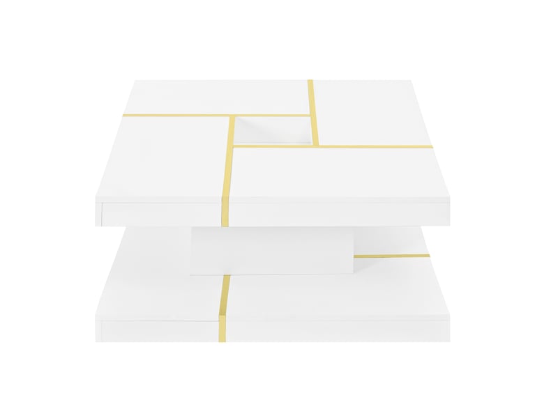  Table basse blanc, rangement, design moderne, structure robuste, entretien facile - panneaux de particules et métal - 80x80x38cm  - Conforama D