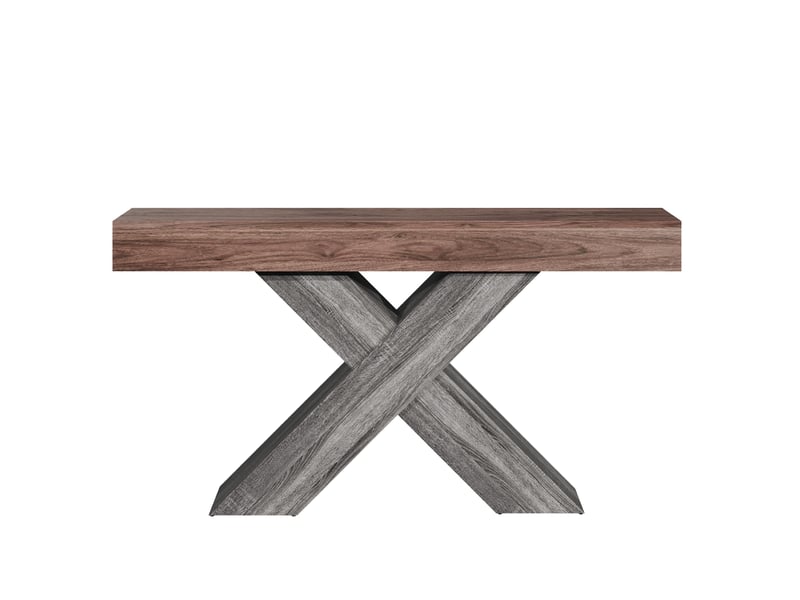  Table console avec pieds en x, console étroite, effet bois, aggloméré, pour couloir et salon, table d'appoint  - Conforama A