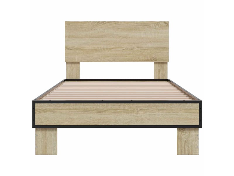  Lit simple- lit adulte -  cadre de lit avec tête de lit chêne sonoma 80 x 200 cm  - Conforama C