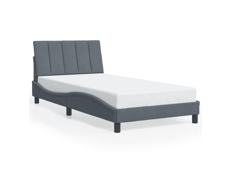  Lit simple- lit adulte -  cadre de lit avec led sans matelas hanko gris foncé 100x200cm velours  - Conforama D