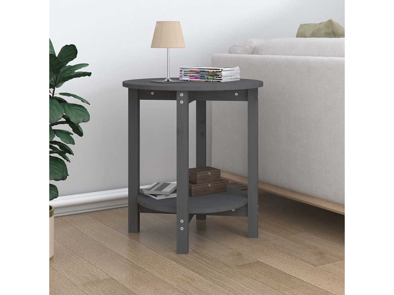  Table basse - table de salon - table à thé gris ø 55x60 cm bois massif de pin  - Conforama B