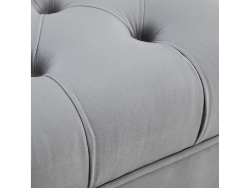  Banc de lit en velours gris clair 118 cm, assise capitonnée et pieds en métal doré pour chambre ou entrée  - Conforama D